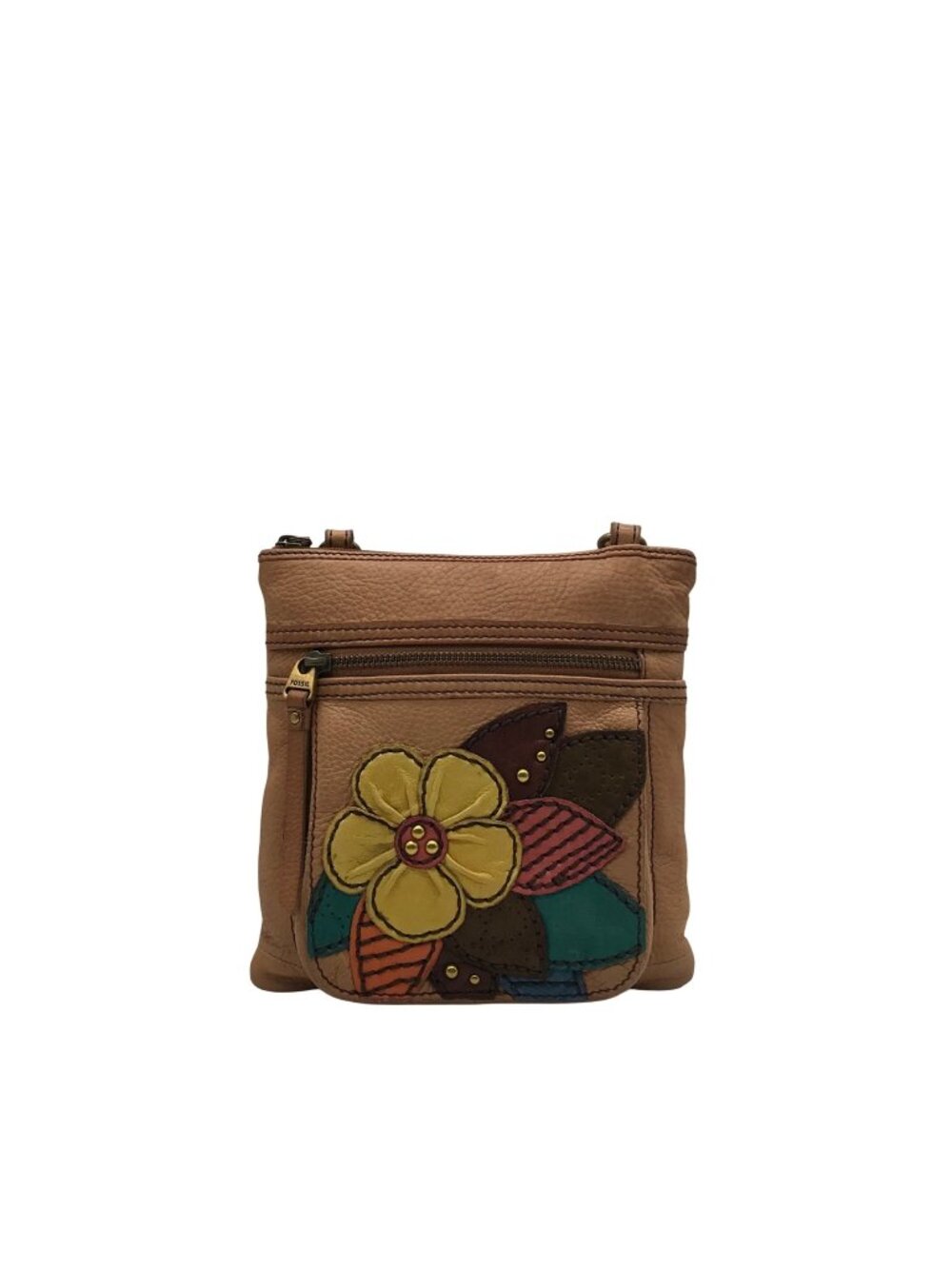 Fossil Tan Leather Crossbody Bag